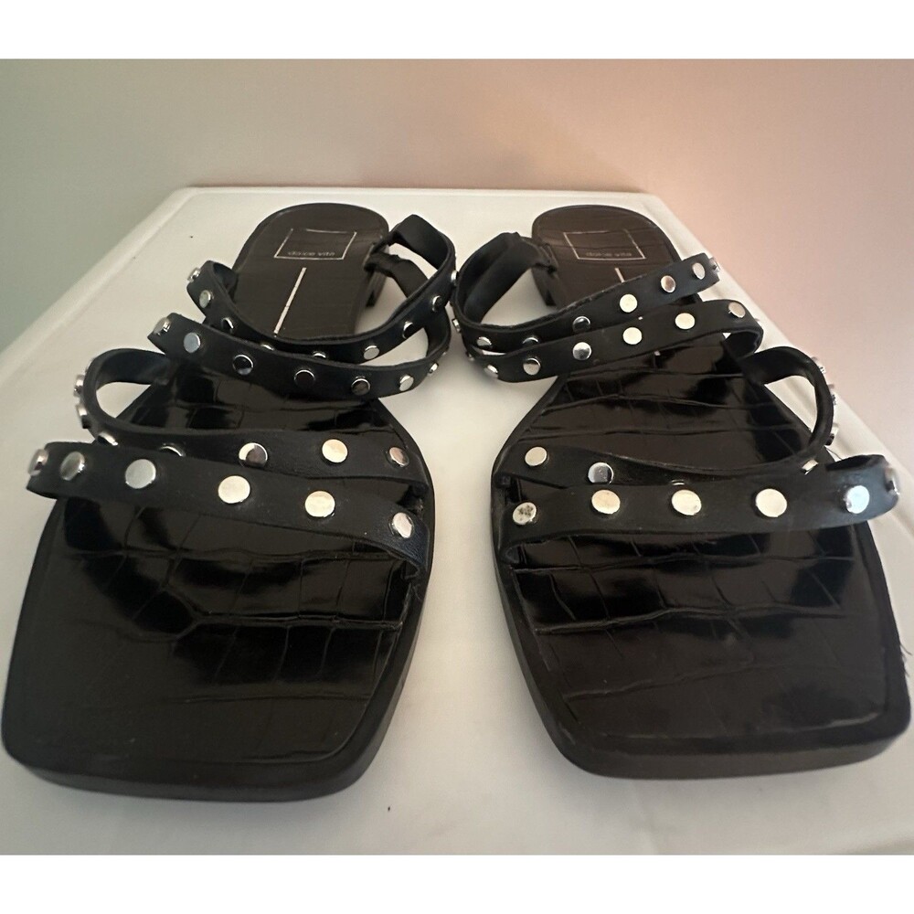 Dolce Vita Black Sandals Size 9 Square Toe Studded Hipster Boho Concert Biker